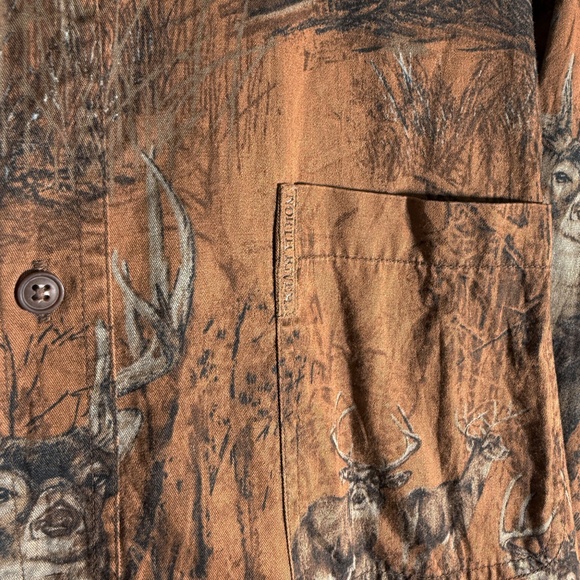 North River Outfitters - Deer Camo Print Button-Up Shirt Brown – Mens XL - Picture 4 of 7